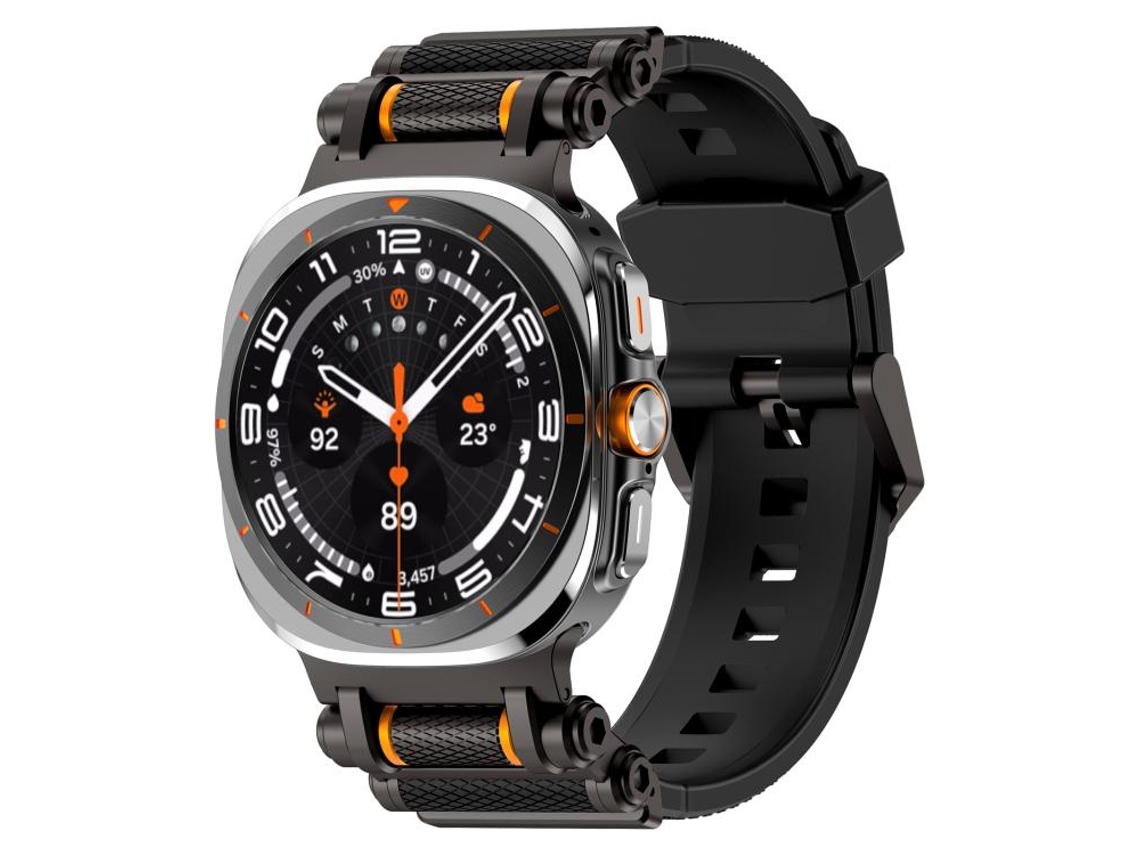 Bracelete Silicone com Conector de Metal Preto para Samsung Galaxy Watch Ultra XIAOMOYU (47mm)
