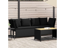 Vidaxl Sofá De Jardim Com Almofadões Vime Pe Preto