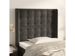 Cabeceira Cama C/ Abas Veludo 83x16x118/128 Cm Cinzento-escuro