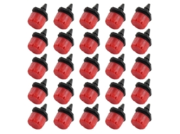 100 Goteiras Regadas Ajustáveis para Jardim Gramado 8 Buracos Emissores Multicorrente 2.50x1.50x1.30cm Rojo