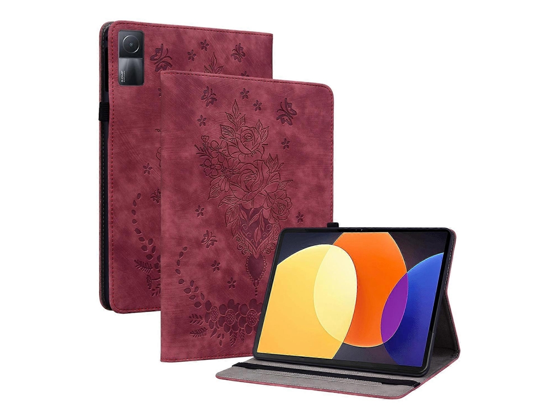 Capa de couro para tablet Webake com estampa de borboleta rosa