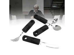 Conjunto De Utensílios De Aço Inoxidável Para Pacientes Com Parkinson 2 Colheres 1 Garfo 1 Faca Ergonomia Fácil De Limpar