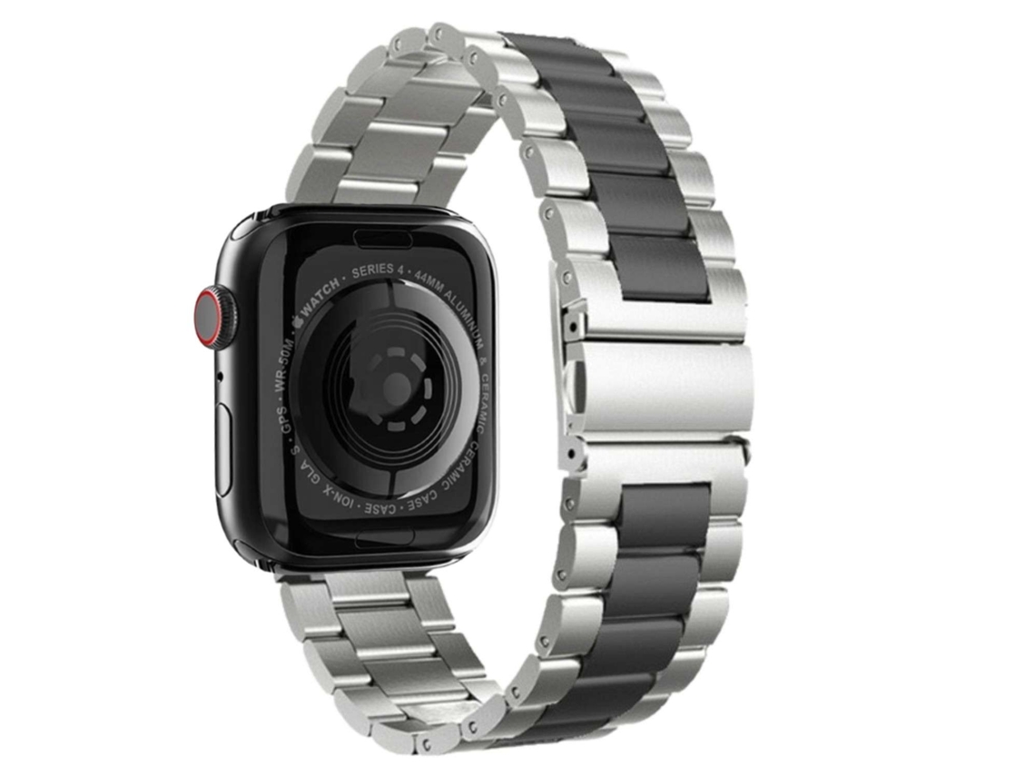 Bracelete Aço Inoxidável Adaptável Cinzento e Preto para Apple Watch Series 7 41Mm