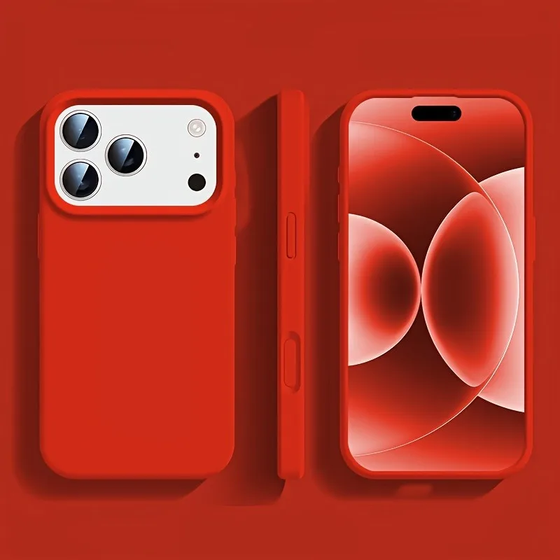 Capa De Silicone Para Iphone (iphone 17 Pro Max Vermelho), Capa Macia De Tpu Resistente A Impactos.