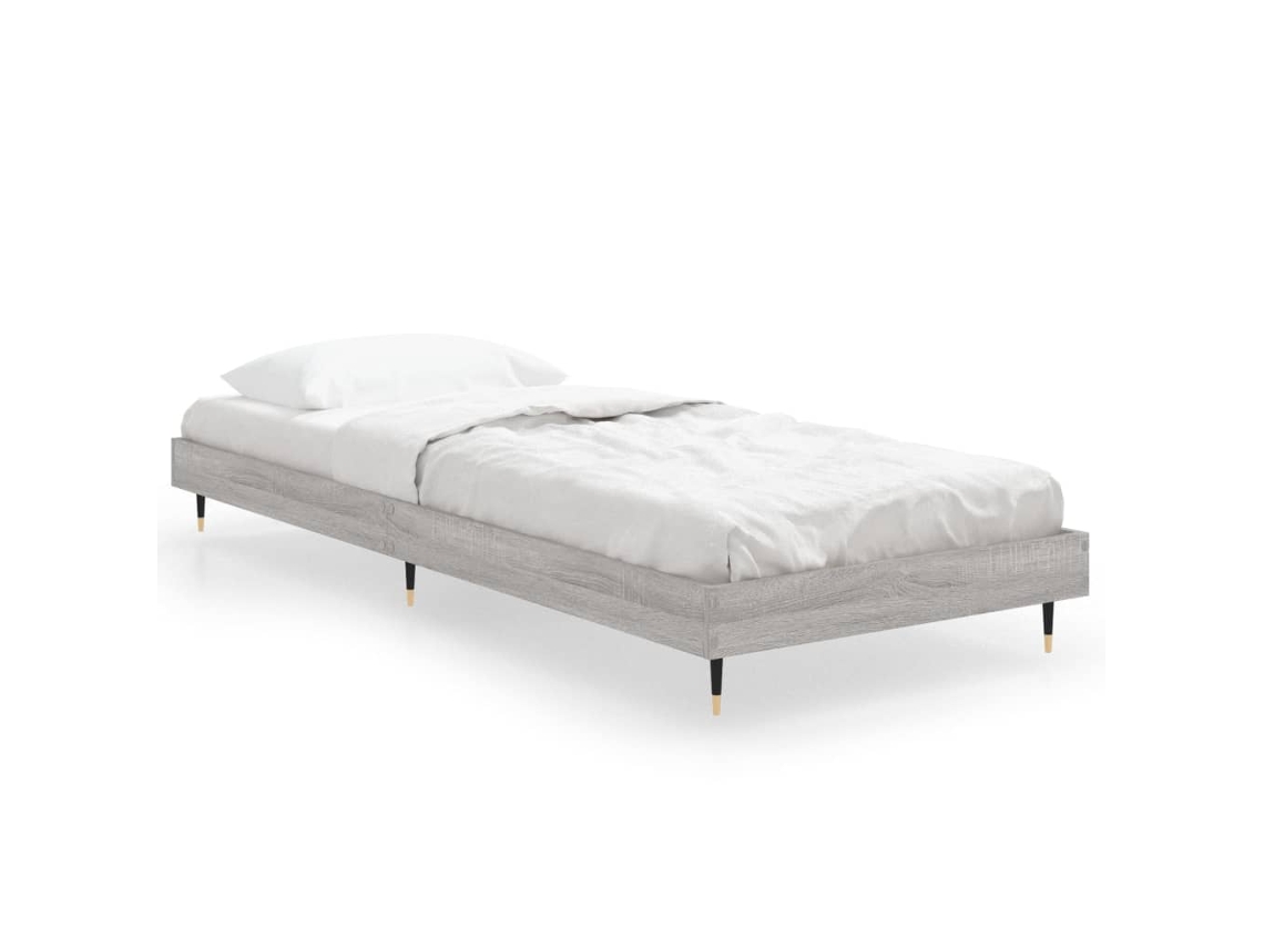 Bed Frame, Bed Frames Vidaxl Cinzeto Madeira Processada (75 X 190 Cm)