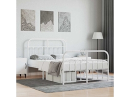 Vidaxl Estrutura De Cama Com Cabeceira E Pés 120x200 Cm Metal Branco