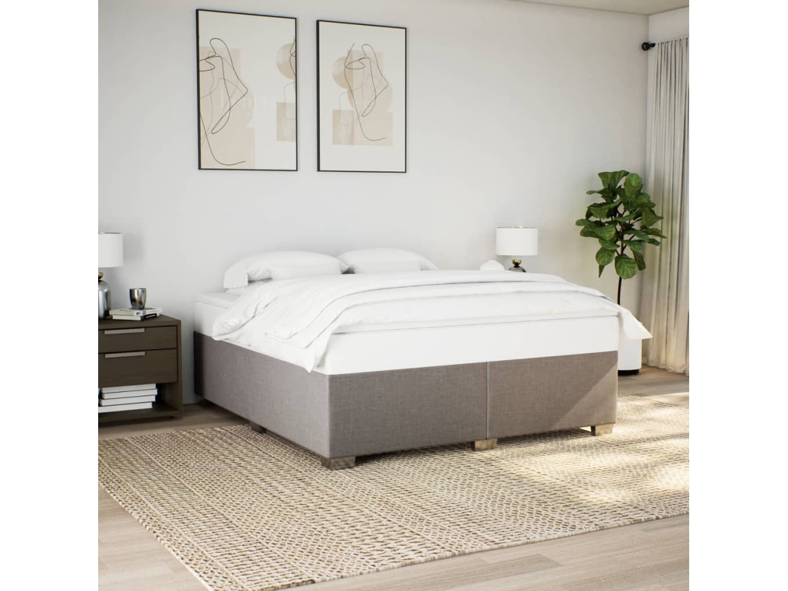 Vidaxl Cama Sem Colchão 200x200 Cm Tecido Cinzento-acastanhado