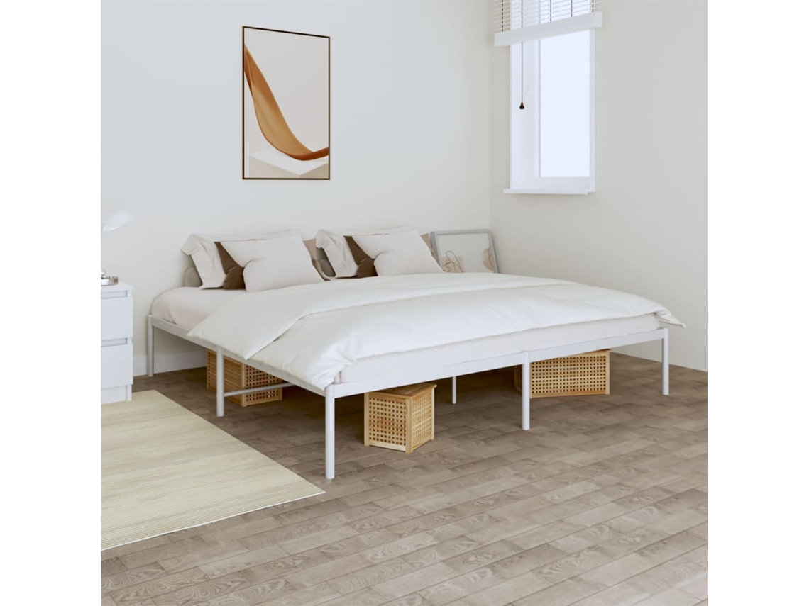Vidaxl Estrutura De Cama 193x203 Cm Metal Branco