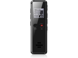 Gravador de Voz Digital Lcd Gravador de Voz Recarregável com Mp3 Player Microfone Embutido de 16 Gbpreto
