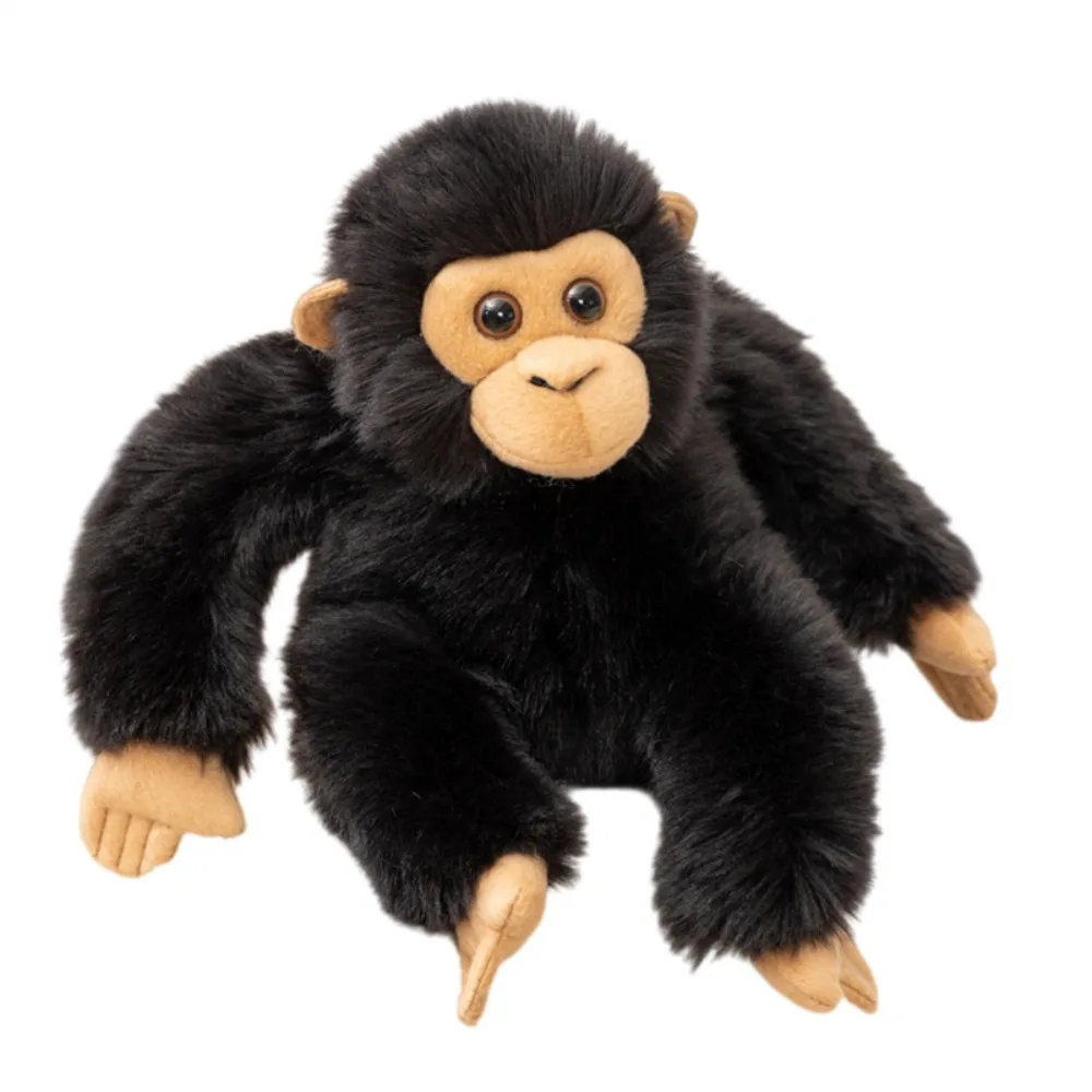 Brinquedo de Pelúcia Realista de Chimpanzé, Macio e Fofo, 20 Cm, Design Realista. MDUG (preto)