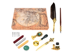 Conjunto de Caneta Estilo Europeu Retro Britânico para Estudantes Caneta de Imersão Cinza