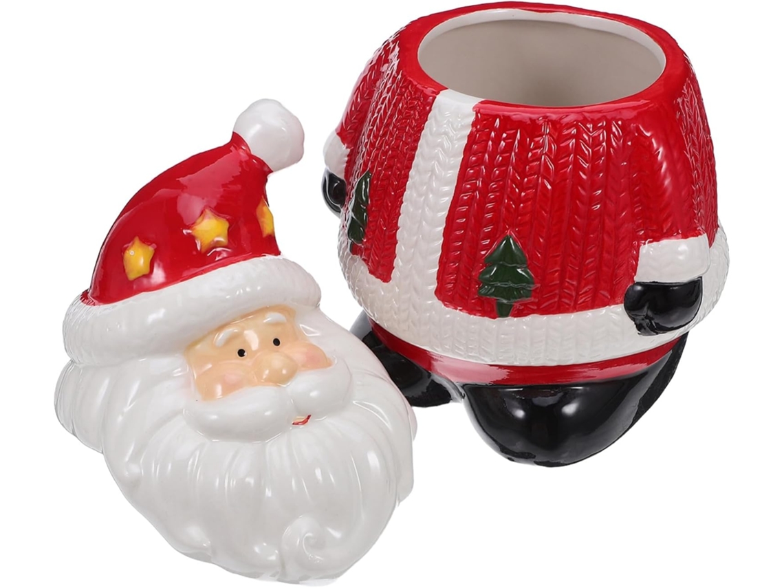 Pote De Biscoitos Do Papai Noel Com Tampa Hermética, Caixa Redonda Para Doces E Salgadinhos De Natal Gokoco