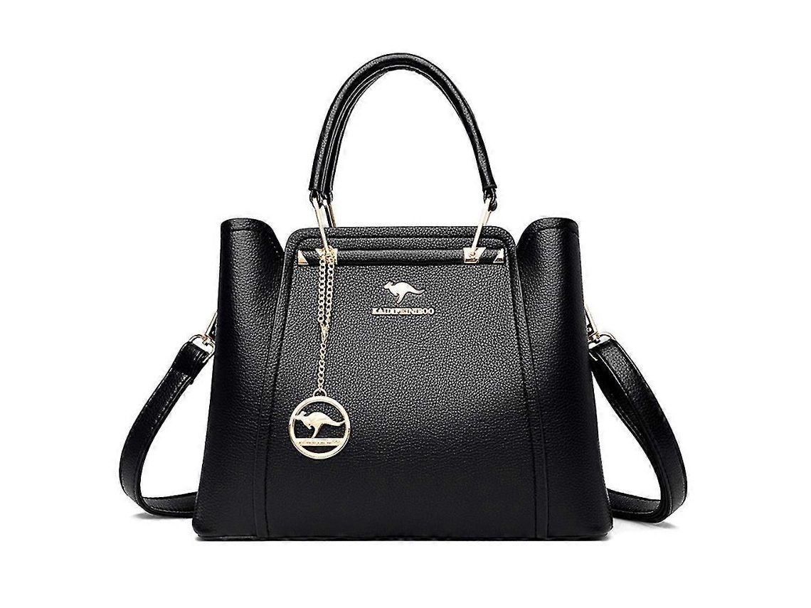 Bolsa transversal feminina Lalamoli de grande capacidade, couro sintético macio, bolsa de luxo, preta