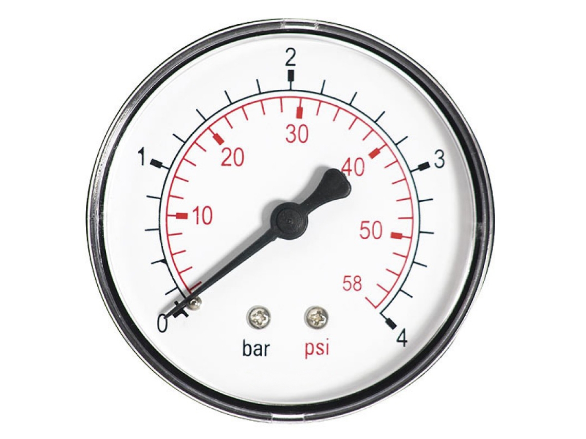 Manómetro de Pressão de 60mm e 6 Bar para Ar Óleo ou Água, Entrada Traseira 1/4 Bspt