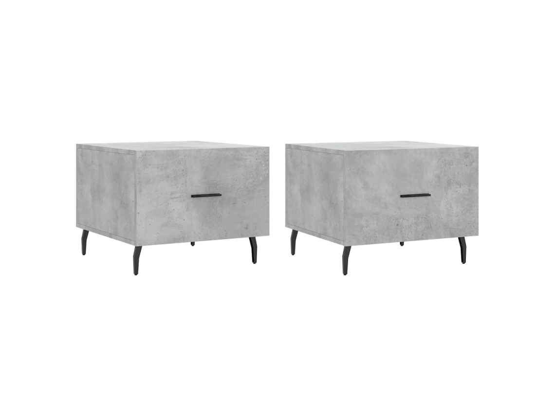 Conjunto de Mesa de Centro MAISON EXCLUSIVE 2 Peças Madeira Processada Cinza Cimento (50x50x40 cm)