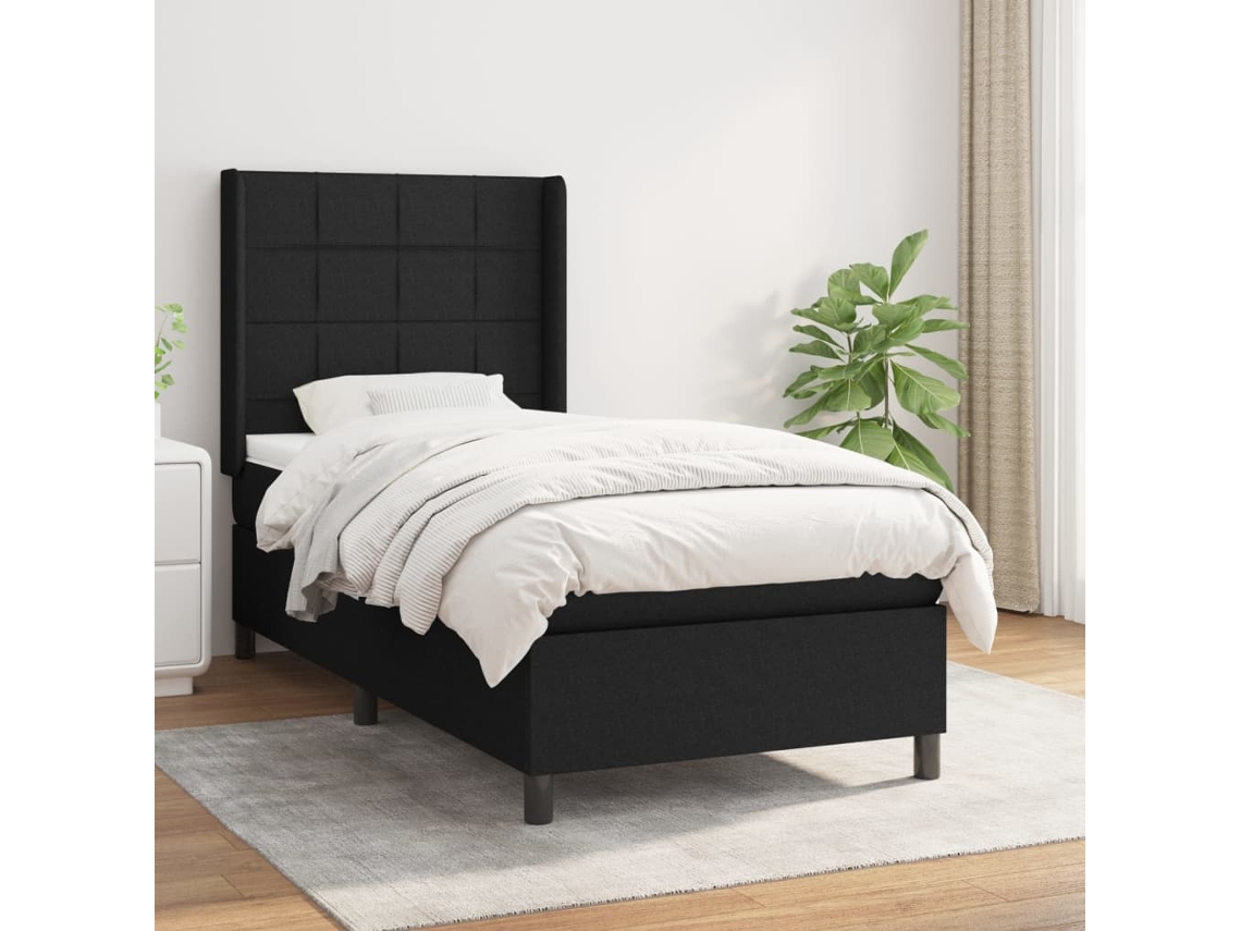 Vidaxl Cama Com Molas/colchão 80x200 Cm Tecido Preto