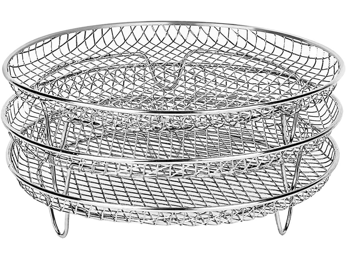 Prateleiras Para Fritadeira A Ar, Prateleiras Desidratadoras Empilháveis Multicamadas De Aço Inoxidável 304, Torradas Sunny Spaces