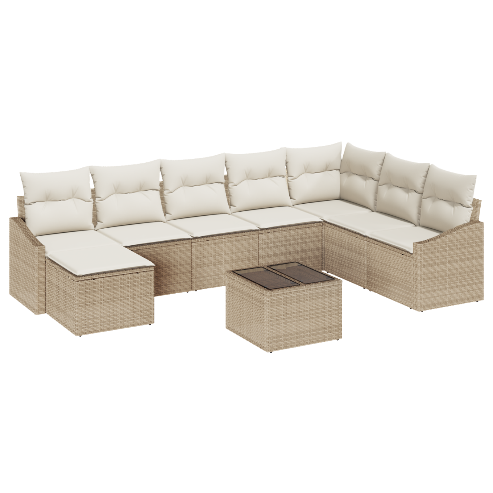 Conjunto 9 Conjunto De Sofá De Jardim Vidaxl Bege Vime Pe (288,5 X 178,5 X 85 Cm)