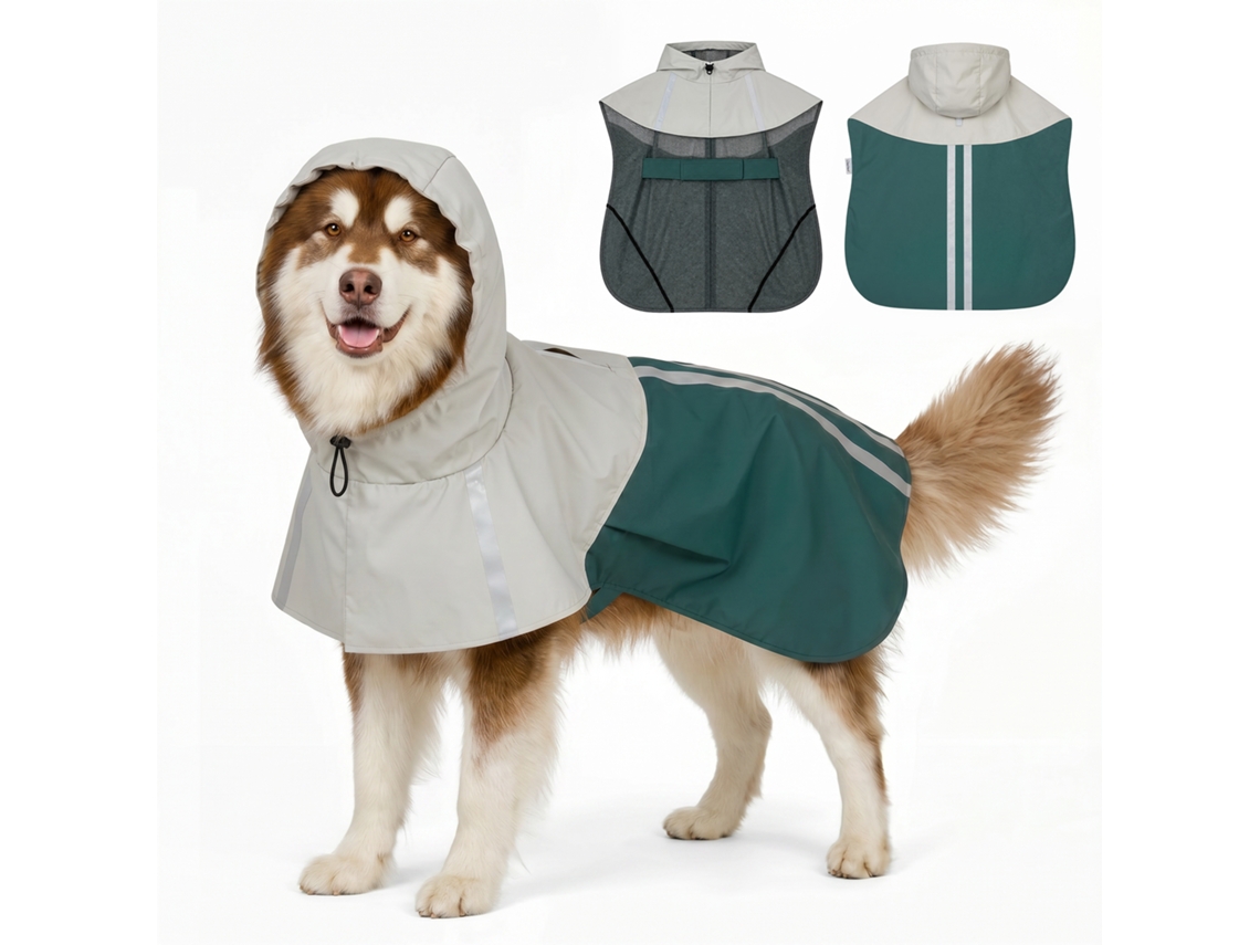 Capa De Chuva Gigantes De 30 A 40 Kg Com Capuz Verde