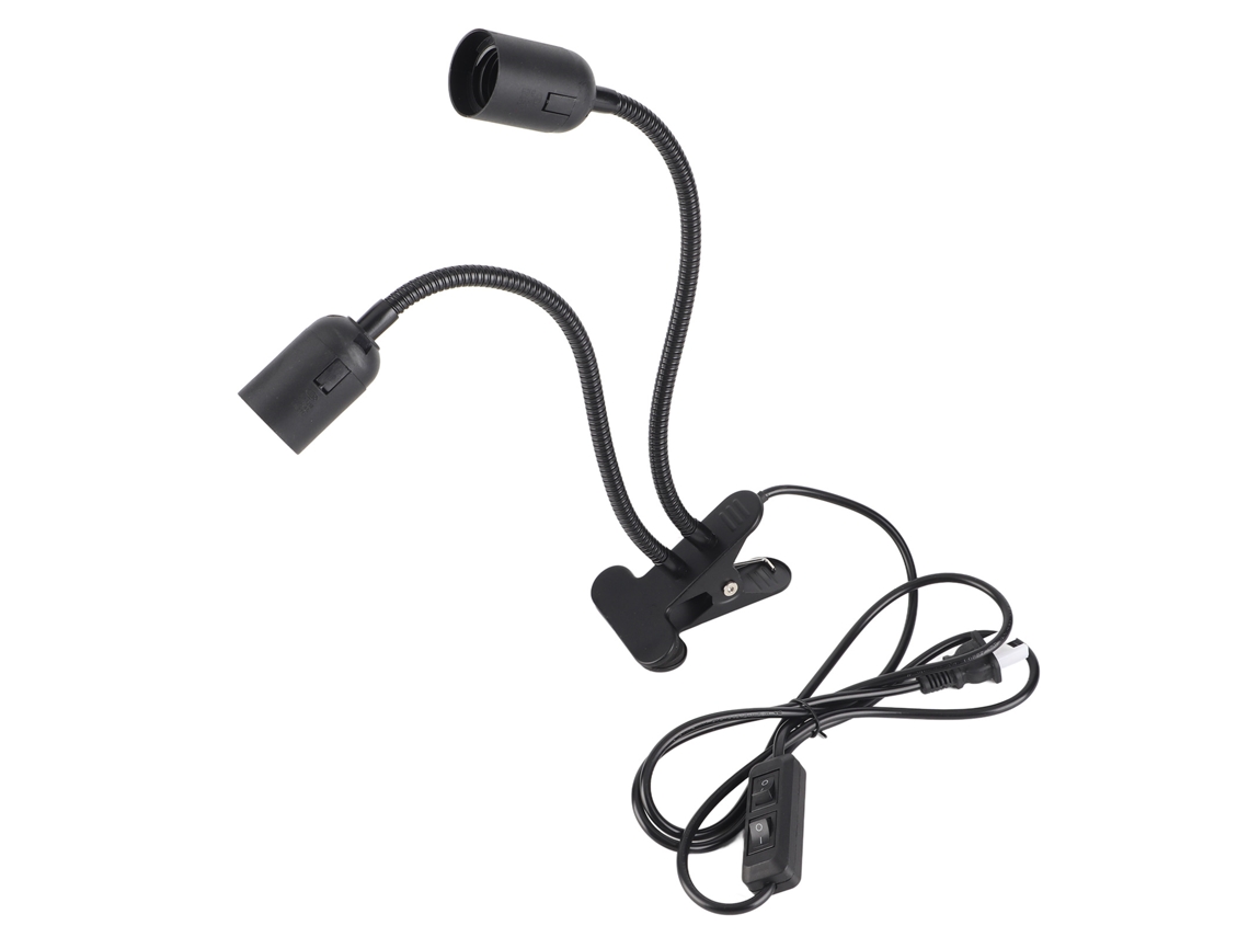 Apoio de lâmpada de mesa com clip E27/E26 preto bica dupla ajustável 360 graus resistente 100 240v
