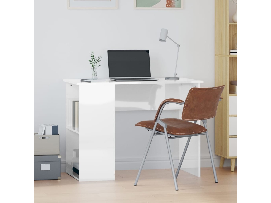 Vidaxl Secretária 100x55x75 Cm Derivados De Madeira Branco Brilhante