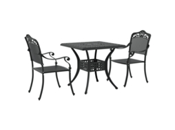 Conjunto 3 Mesa De Jardim Vidaxl Preto Alumínio (80 X 80 X 75 Cm)