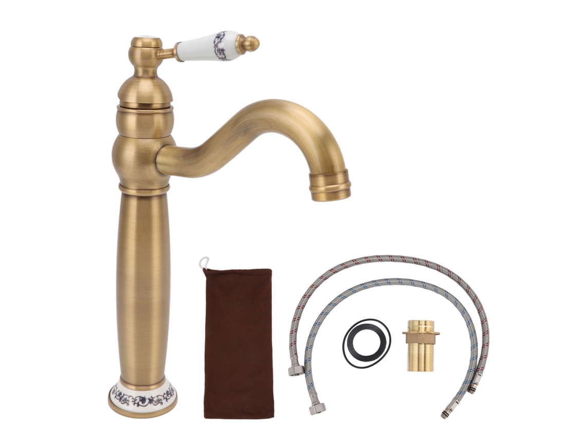Torneira Mista de Pia Antiga Estilo Europeu Latão com Água Quente e Fria | S/MARCA