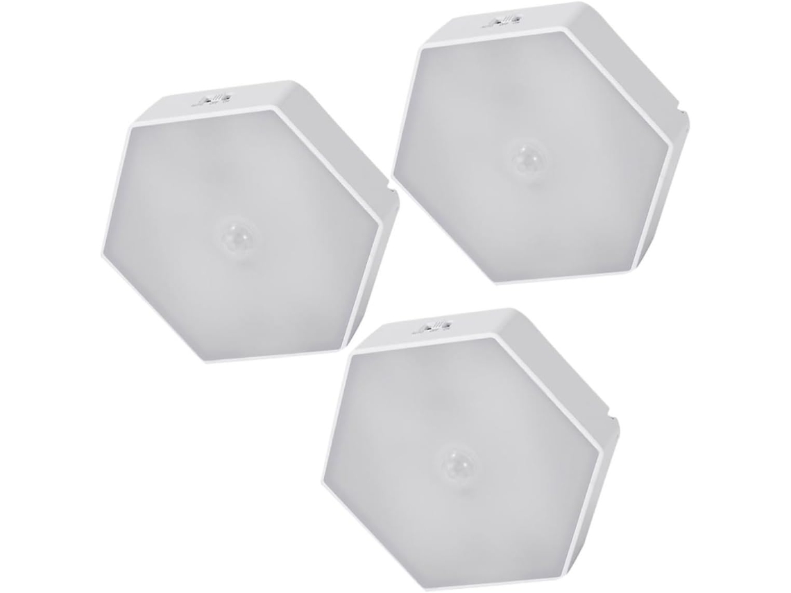 Conjunto de 3 luzes noturnas de LED para guarda-roupa com sensor de presença.
