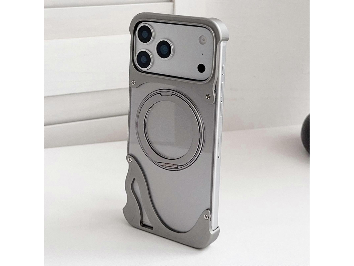 Capa Magnética Dolphin Compatível Para Iphone 17 Pro Max, Com Suporte Giratório 360° E Design Sem Moldura Em Metal Colorido.