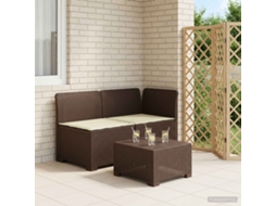 Vidaxl Sofá De Jardim 2 Lugares Com Almofadas Look Rattan Pp Castanho