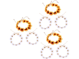 Tiara Floral De Margaridas Com 9 Peças, Acessório Para Casamento E Festivais, Amarela E Branca.