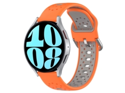 Bracelete para Samsung Galaxy Watch 6 Silicone Respirável Duas Cores (20mm) Laranja + Cinza XIAOMOYU