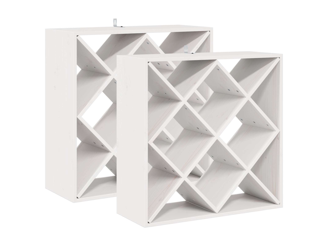 Conjunto 2 Escorredor De Vinho Vidaxl Branco Madeira De Pinho Maciça (62 X 25 X 62 Cm)