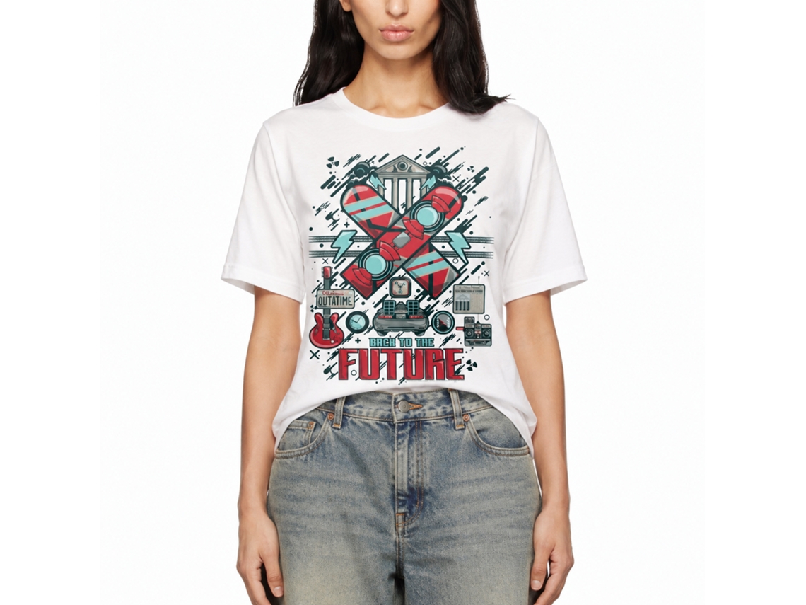 Rockinstone Back To The Future Movie Collage White Adult T-shirt Size:xxl