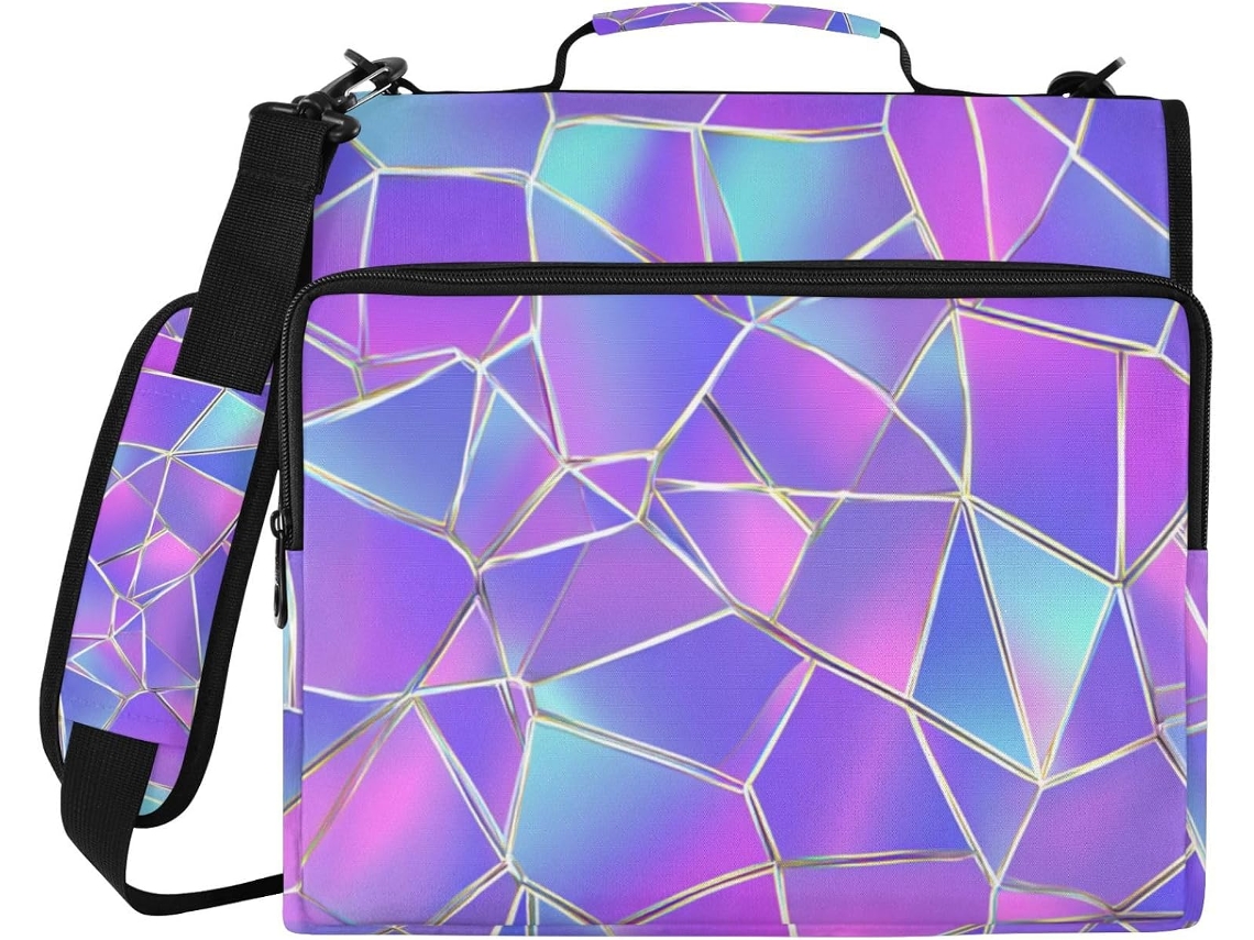 Mochila Holográfica Neon Com Estampa De Polígonos Irregulares Do Alasca, 3 Anéis, 3, 8cm De Diâmetro, Com Zíper, Alça De