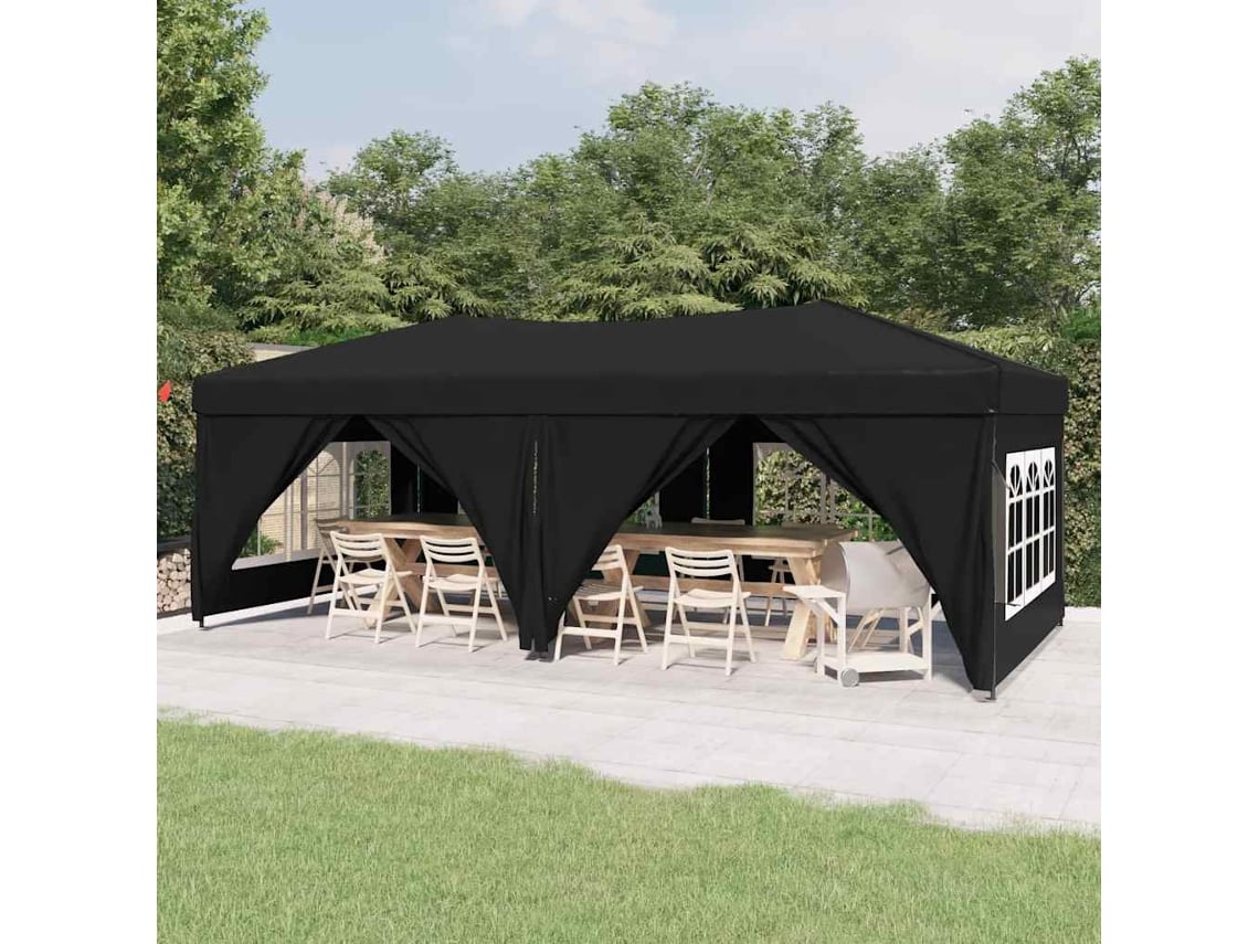 Vidaxl Tenda Para Festas Dobrável Com Paredes Laterais 3x6 M Preto