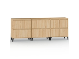 Conjunto de 3 aparadores em madeira Carvalho Sonoma MAISON EXCLUSIVE (60x35x70 cm)