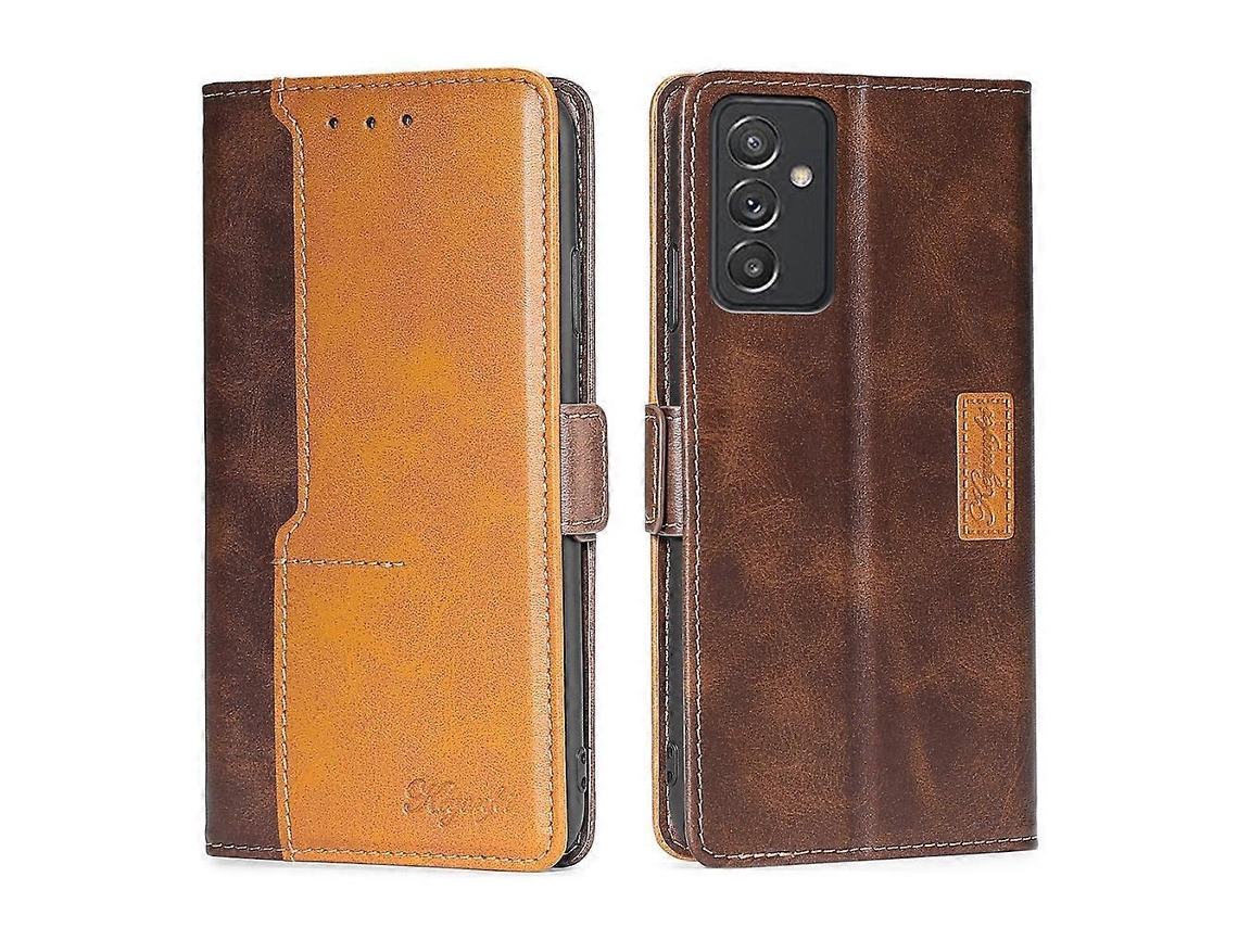 Capa De Couro Com Aba Horizontal, Textura Retrô E Cores Contrastantes, Com Fecho De Fivela E Suporte, Para Samsung Galaxy A82 5g / Quantum 2.