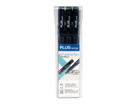 Marcador Calibrado PLUS OFFICE 0,2-0,4-0,8 Mm Preto 3 Unidades