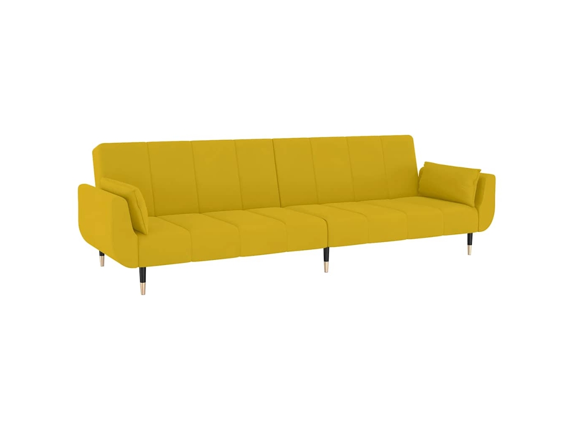 Sofá cama 2 Lugares com Duas Almofadas Veludo Amarelo SYFAX
