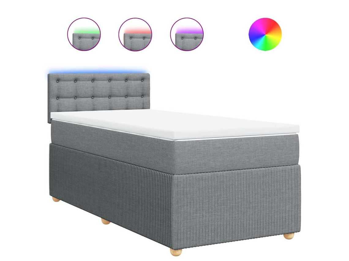 Cama com Molas e Colchão Tecido Cinzento Claro MAISON EXCLUSIVE (90x190 cm)
