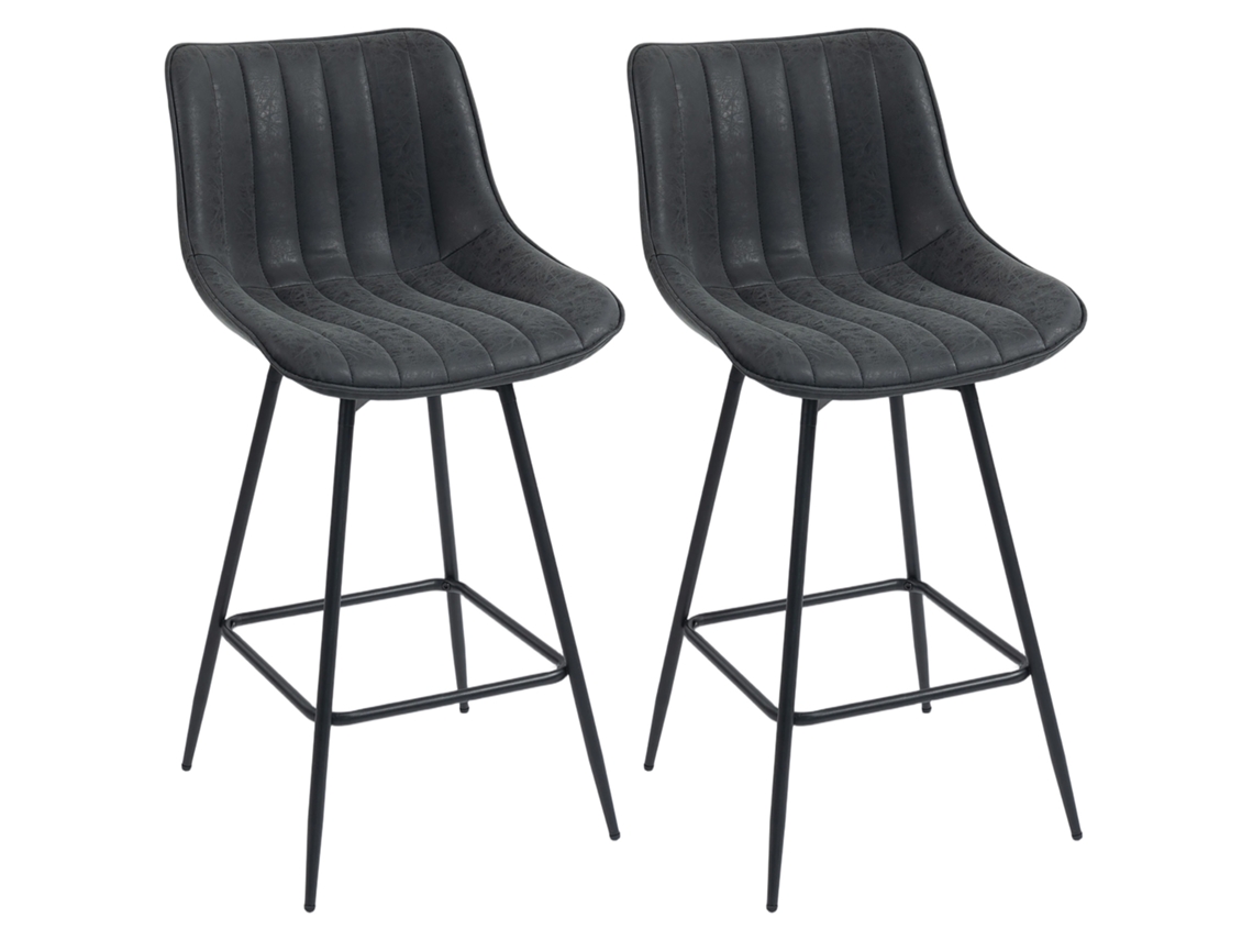 Conjunto De 2 Banquetas Giratórias De 68 Cm Com Encosto Para Balcão De Cozinha, Sala De Jantar, Pretas.