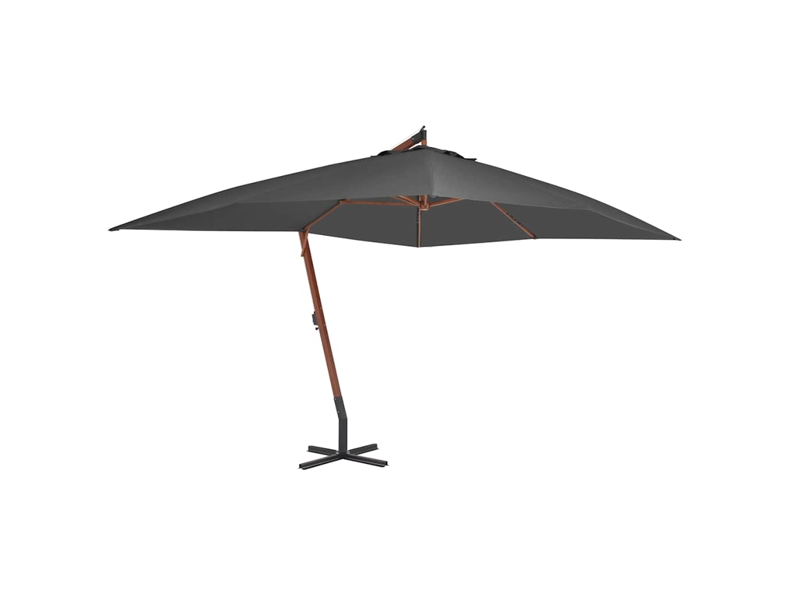 Vidaxl Guarda-sol Cantilever C/ Poste De Madeira 400x300 Cm Antracite