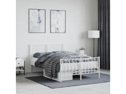 Vidaxl Estrutura De Cama Com Cabeceira E Pés 120x200 Cm Metal Branco