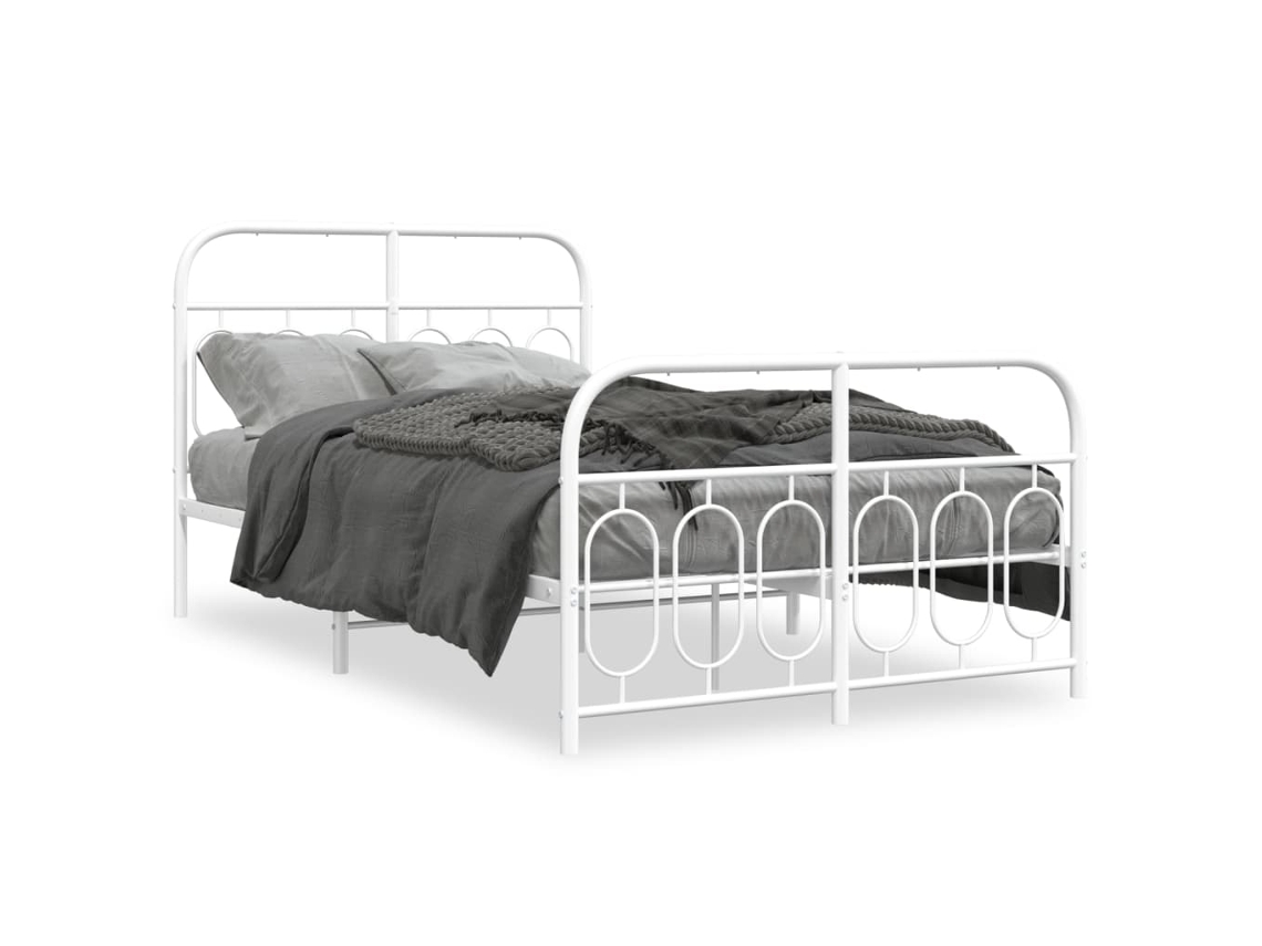 Estrutura de Cama com Cabeceira e Pés Metal Branco MAISON EXCLUSIVE 120x200 cm