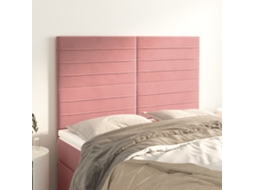 Cabecero de terciopelo de 4 piezas 72x5x78/88 cm rosa