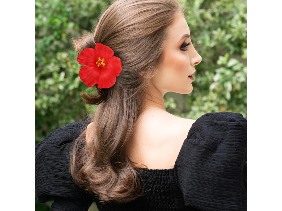 Presilhas De Cabelo Delicadas Em Eva Com Estampa De Flores Havaianas, Conjunto Com 3 Unidades.
