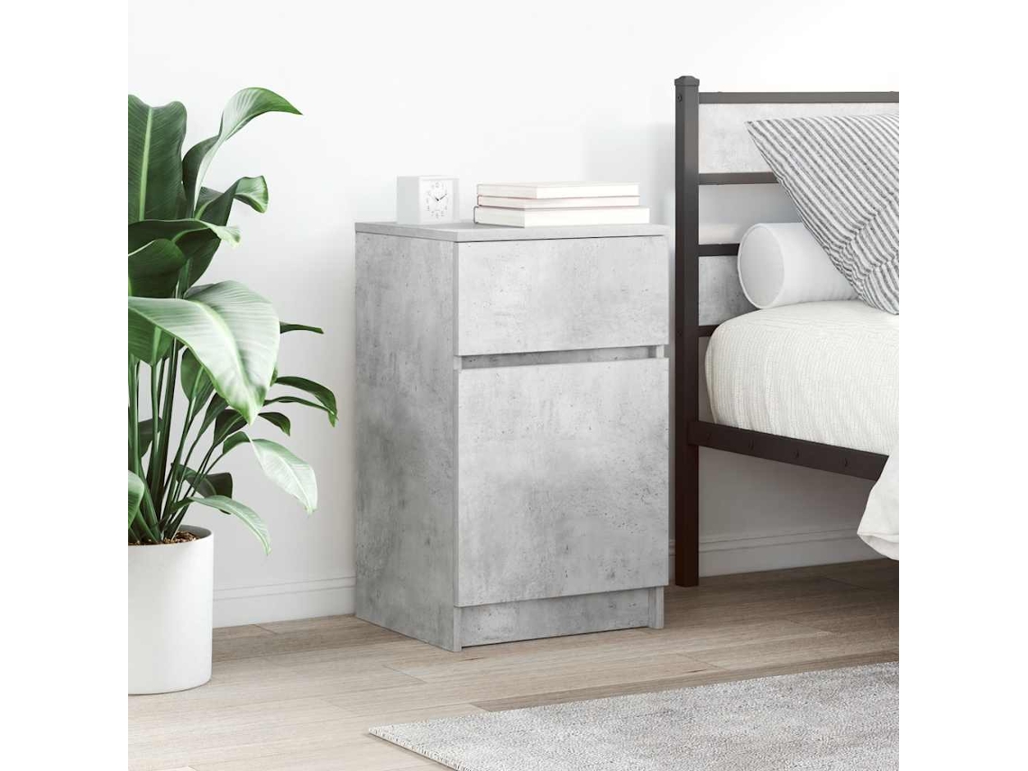 Vidaxl Mesa De Cabeceira 39x35x65 Cm Derivados Madeira Cinza Cimento