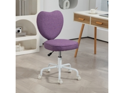 Cadeira Escrivaninha Coração, 5 Rodízios, Altura Ajustável, Tecido, 40x50x79-89cm, Roxo