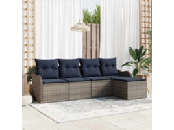 Vidaxl Conjunto De Sofá De Jardim Cinzeto Vime Pe